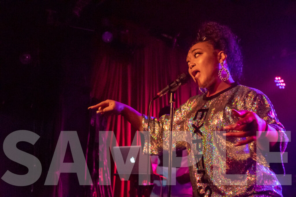 Janelle Symone performing at Arlene's Grocery in New York City. Photograph copyright 2022 by Paul G. Barretta